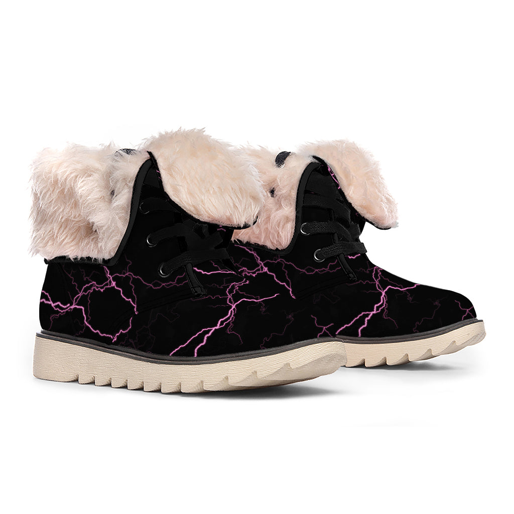 Purple Lightning Print Winter Boots