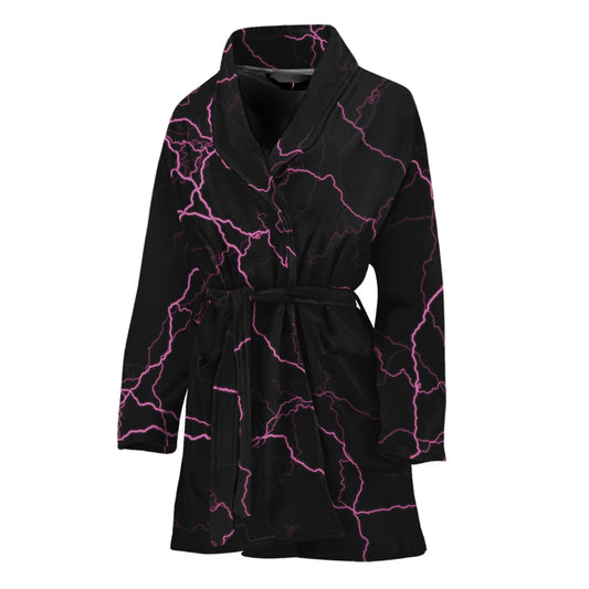 Purple Lightning Print Women's Bathrobe
