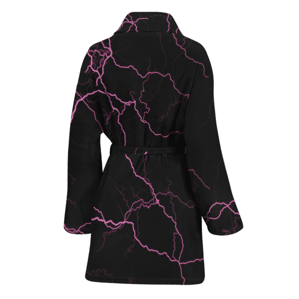 Purple Lightning Print Women's Bathrobe