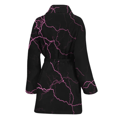 Purple Lightning Print Women's Bathrobe