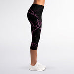 Purple Lightning Print Women's Capri Leggings