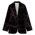 Purple Lightning Print Women's Cotton Blazer