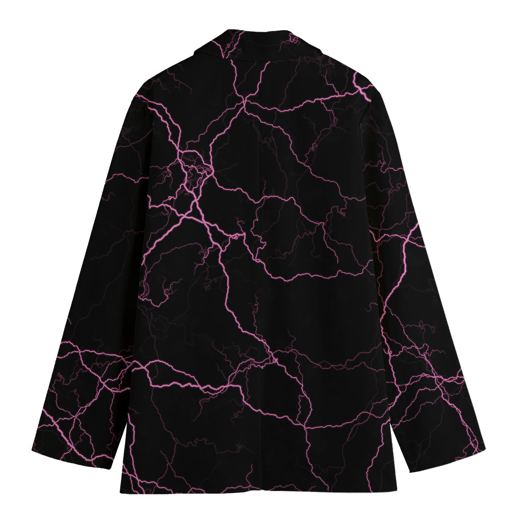 Purple Lightning Print Women's Cotton Blazer