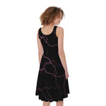 Purple Lightning Print Women's Sleeveless Dress