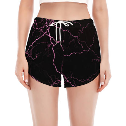 Purple Lightning Print Women's Split Running Shorts