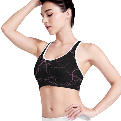 Purple Lightning Print Women's Sports Bra