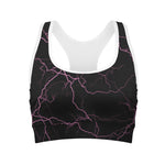 Purple Lightning Print Women's Sports Bra