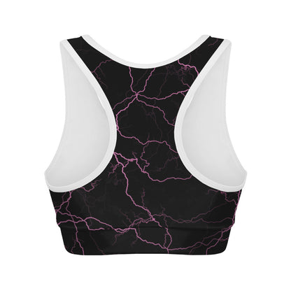 Purple Lightning Print Women's Sports Bra