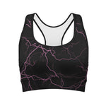 Purple Lightning Print Women's Sports Bra