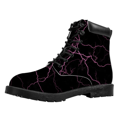 Purple Lightning Print Work Boots