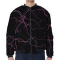 Purple Lightning Print Zip Sleeve Bomber Jacket