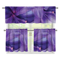 Purple Lily Flower Print 3 Piece Kitchen Curtains
