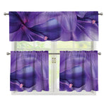Purple Lily Flower Print 3 Piece Kitchen Curtains