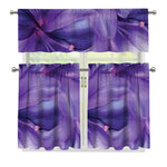 Purple Lily Flower Print 3 Piece Kitchen Curtains