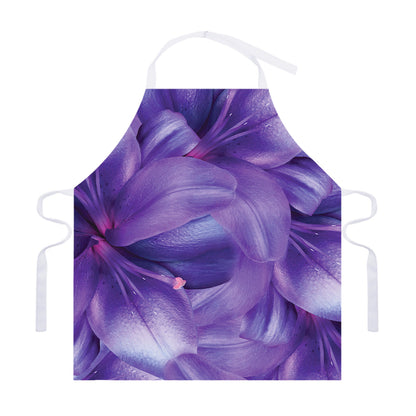 Purple Lily Flower Print Adjustable Apron
