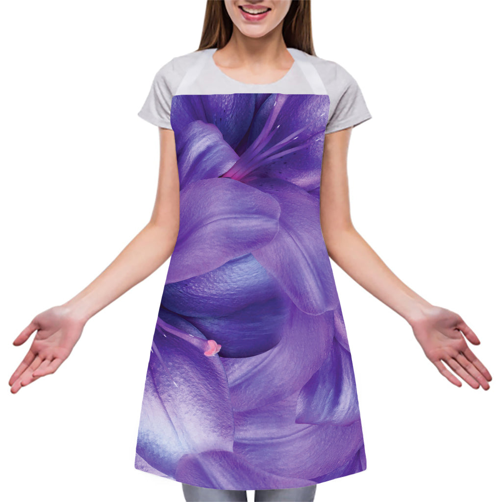 Purple Lily Flower Print Adjustable Apron