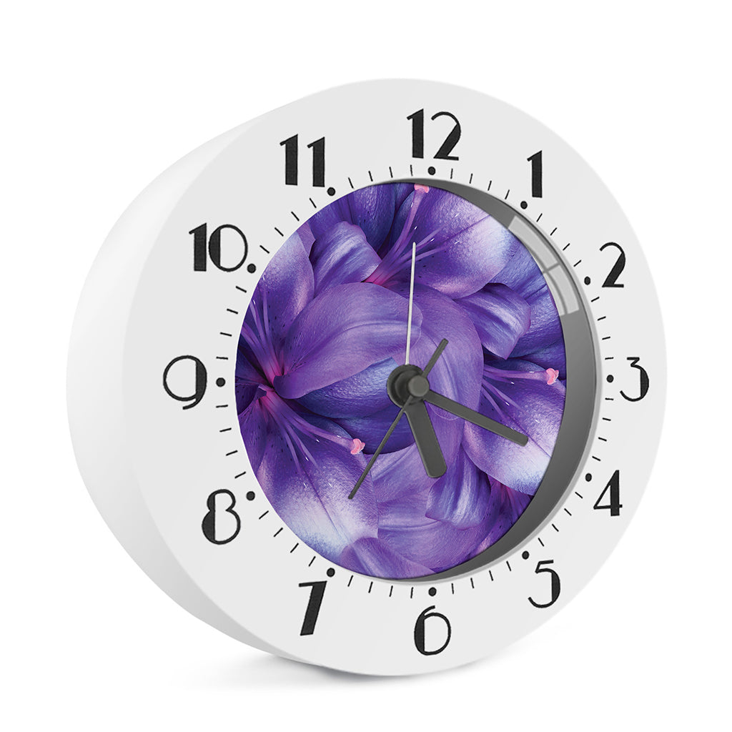 Purple Lily Flower Print Alarm Clock