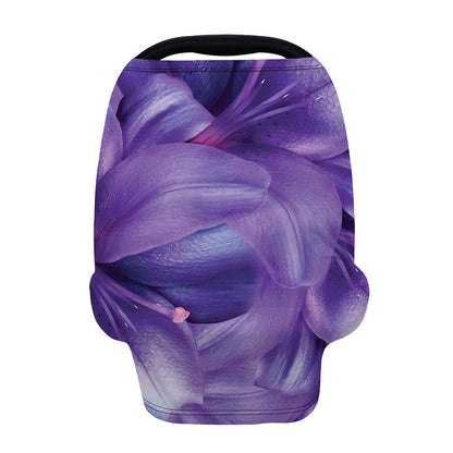Purple Lily Flower Print Baby Seat Cover