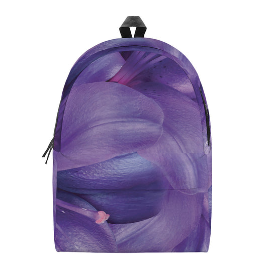 Purple Lily Flower Print Backpack