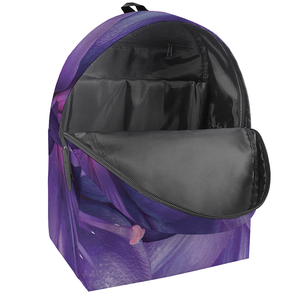 Purple Lily Flower Print Backpack