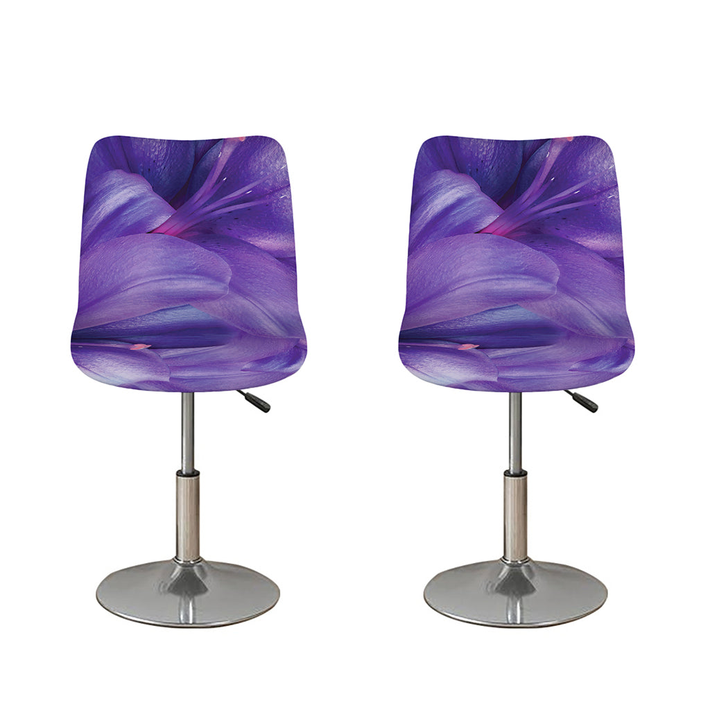 Purple Lily Flower Print Bar Stool Covers