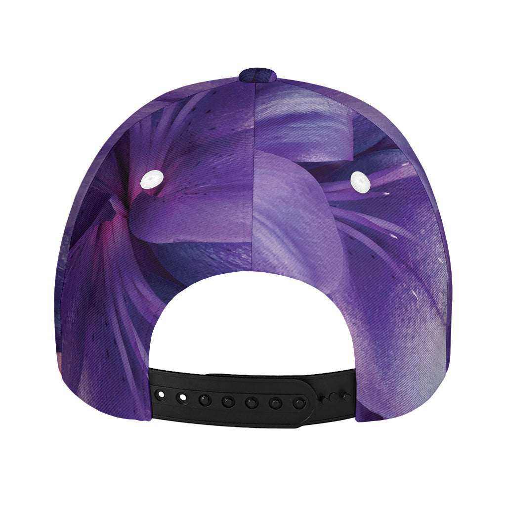 Purple Lily Flower Print Baseball Cap