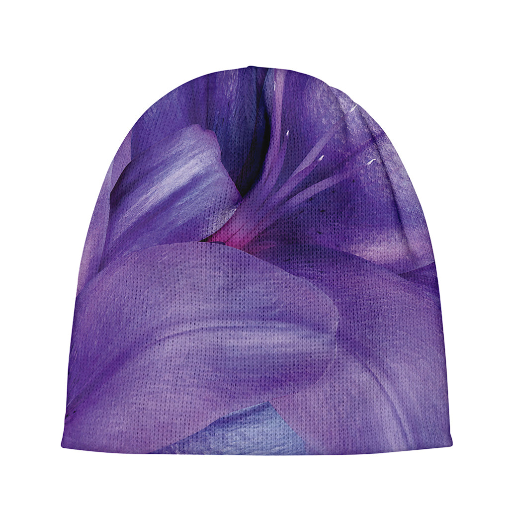 Purple Lily Flower Print Beanie