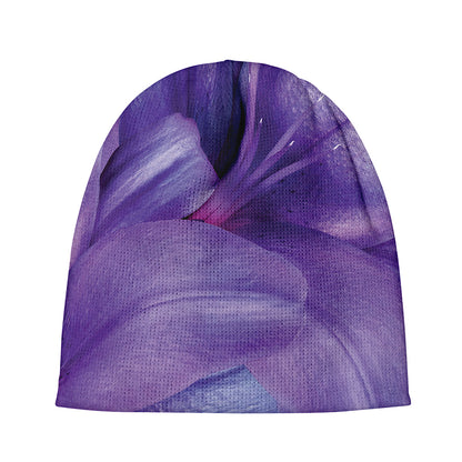 Purple Lily Flower Print Beanie