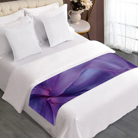 Purple Lily Flower Print Bed Runner