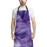 Purple Lily Flower Print Bib Apron With Pocket
