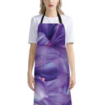 Purple Lily Flower Print Bib Apron With Pocket