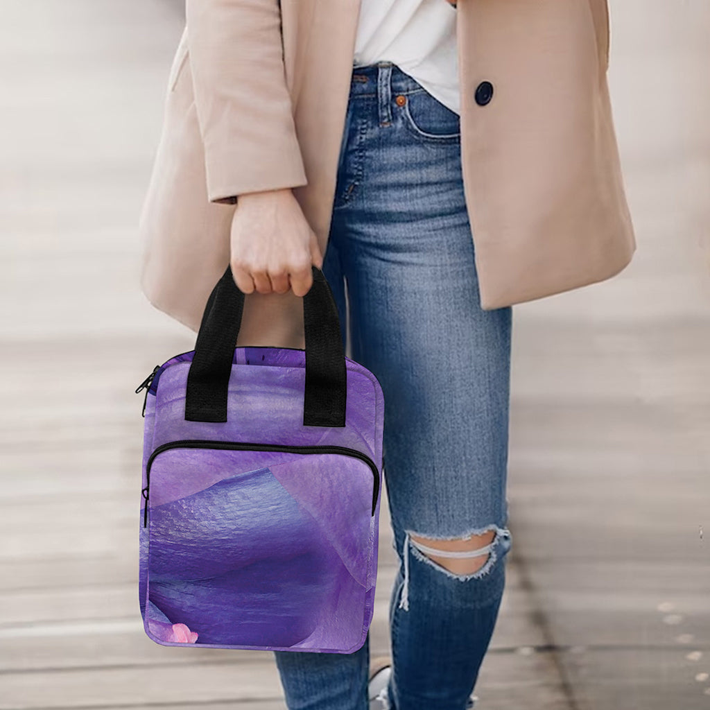 Purple Lily Flower Print Bible Tote Bag