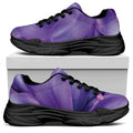 Purple Lily Flower Print Black Chunky Shoes