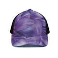 Purple Lily Flower Print Black Mesh Trucker Hat