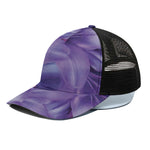 Purple Lily Flower Print Black Mesh Trucker Cap