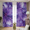 Purple Lily Flower Print Blackout Pencil Pleat Curtains