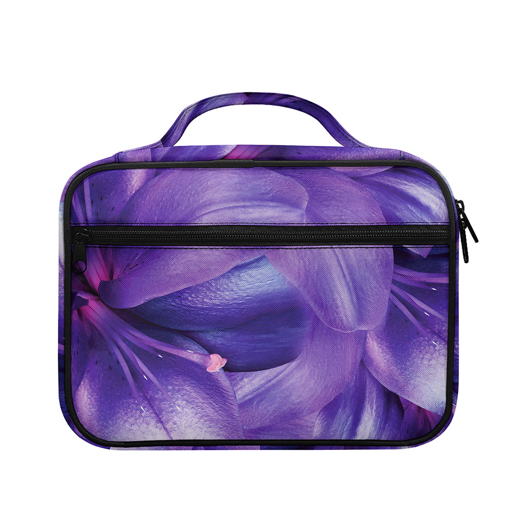 Purple Lily Flower Print Briefcase Bible Bag