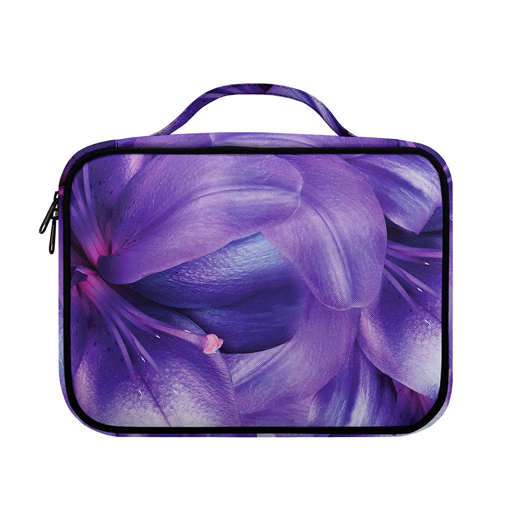 Purple Lily Flower Print Briefcase Bible Bag
