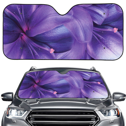 Purple Lily Flower Print Car Windshield Sun Shade