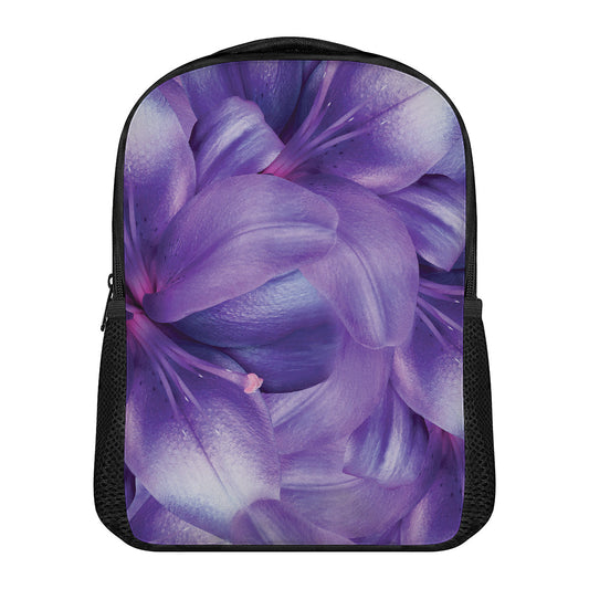 Purple Lily Flower Print Casual Backpack