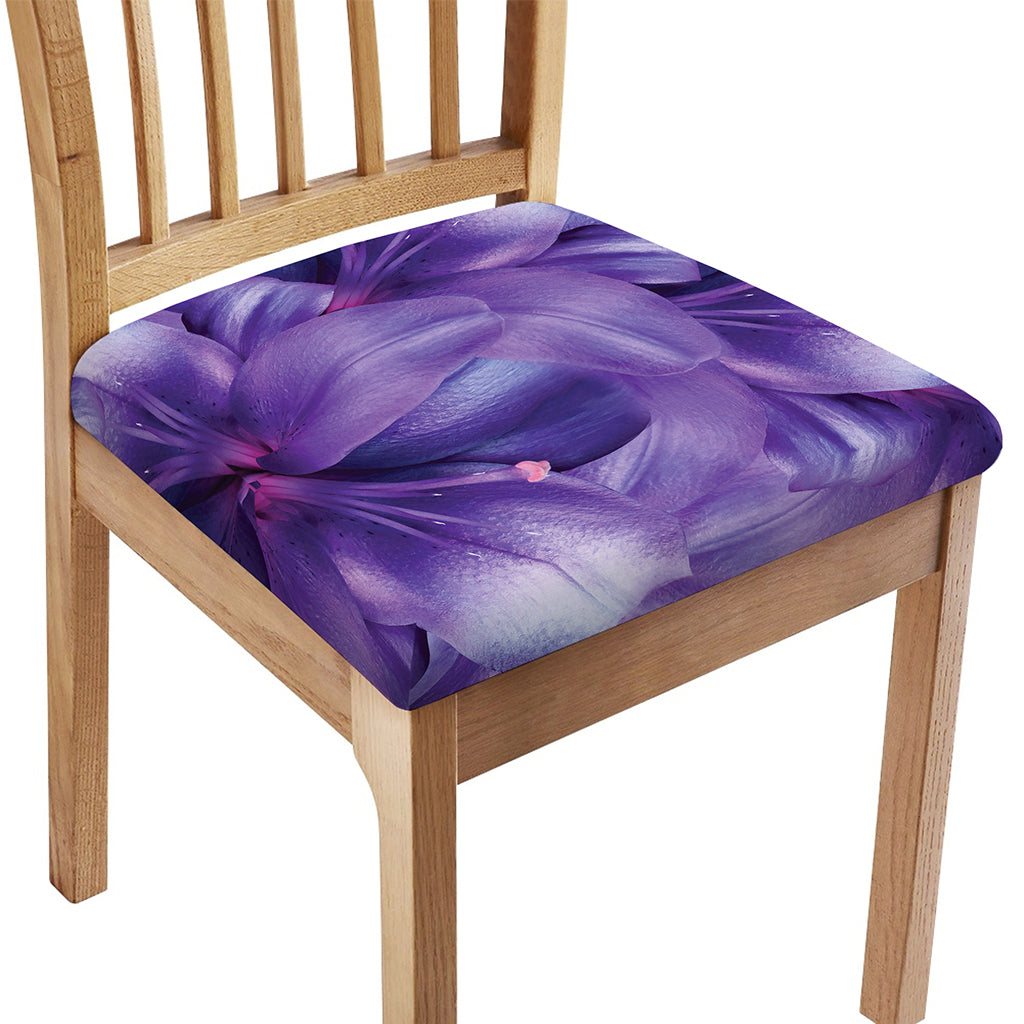 Purple Lily Flower Print Chair Cushion Cover