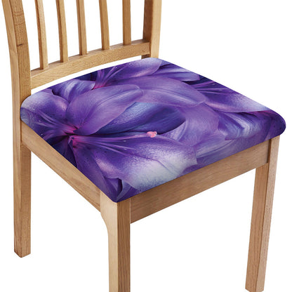 Purple Lily Flower Print Chair Cushion Cover