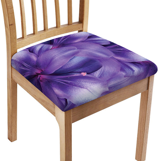 Purple Lily Flower Print Chair Cushion Cover