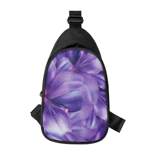Purple Lily Flower Print Chest Bag
