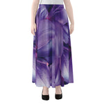 Purple Lily Flower Print Chiffon Maxi Skirt