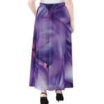Purple Lily Flower Print Chiffon Maxi Skirt