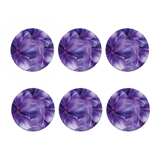 Purple Lily Flower Print Coaster Set