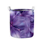 Purple Lily Flower Print Collapsible Laundry Basket