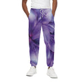 Purple Lily Flower Print Cotton Sweatpants