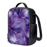 Purple Lily Flower Print Crossbody Lunch Bag